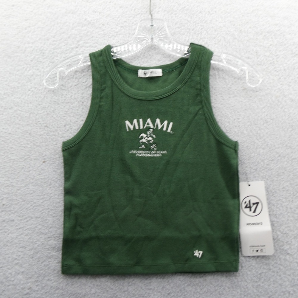 47 Brand Shirt Women Small Miami Hurricanes Green Ribbed Sleeveless Cotton